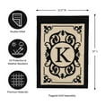 thumbnail image 2 of Evergreen Flag Cambridge Chic Letter K Monogram Applique Garden Flag - 12.5" Wide x 18" High, 2 of 5
