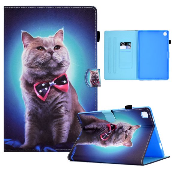 Dteck Case For Samsung Tab A7 10.4" (2020) T500/T505/T507,Magnetic Leather Pattern Card Holder Wallet Case Kickstand Shockproof Folio Smart Cover for Galaxy Tab A7 10.4-inch (2020),Cat