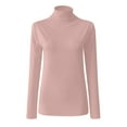 thumbnail image 5 of Rigardu Women Casual Solid Long Sleeve Mock Turtleneck Blouse Tops Slim Fit Stretchy Layer Tee Shirts Pink + XL, 5 of 6