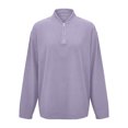 thumbnail image 4 of Men's Quarter Zip Pullover Sweater Casual Fall Winter Family Outfit Warm Neck with Pockets Light Purple XXL, 4 of 4