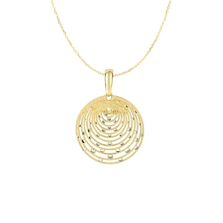14k Yellow Gold Round Fancy Style Pendant Necklace - 18