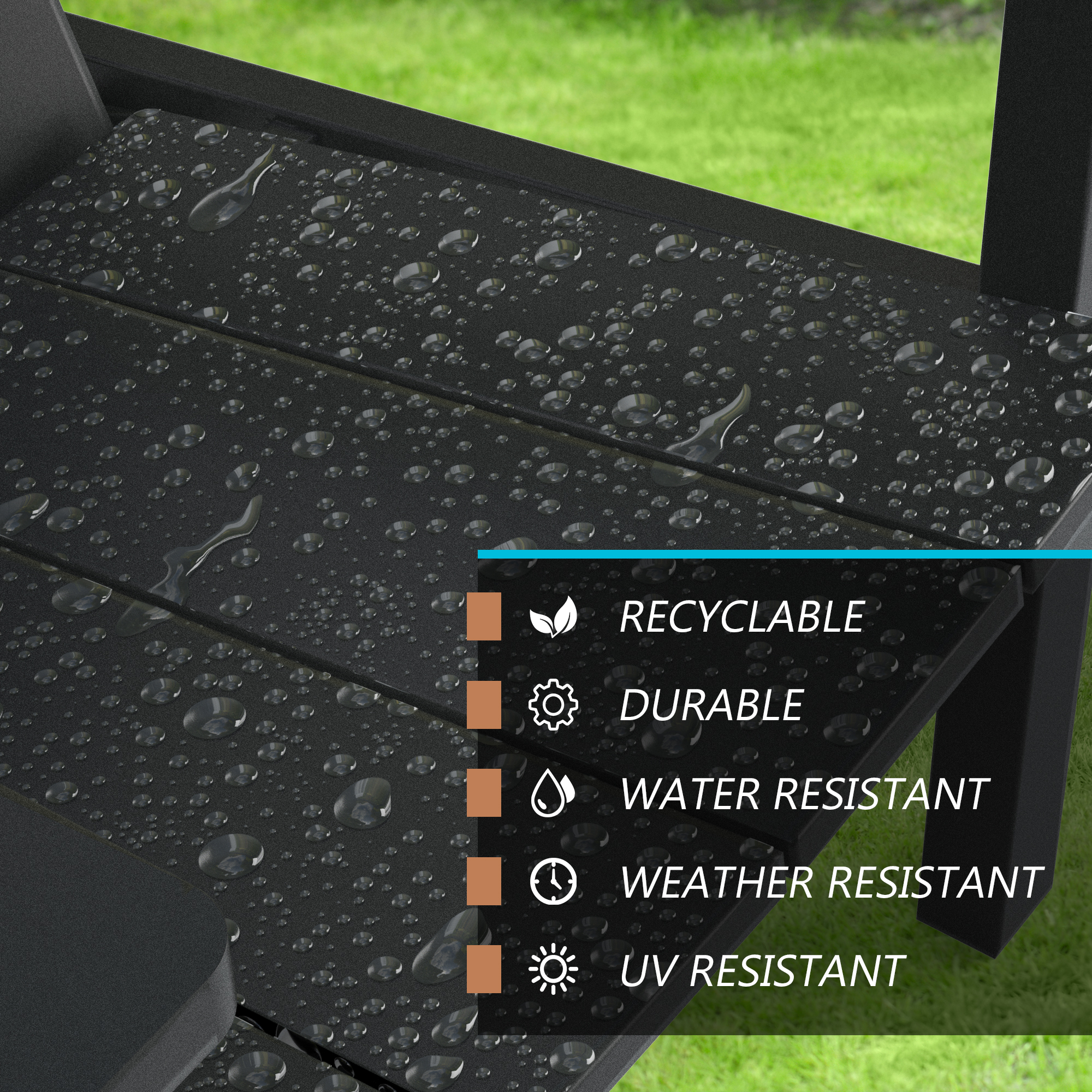 Adirondack Chair, HDPE All-Weather Adirondack Chair for Patio Garden Outdoors, Black