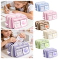 thumbnail image 2 of Big Capacity Pencil Case with 3 Compartments, Large Pencil Pouch Pen Bag Organizer for Office Essentials,Purple, 2 of 7