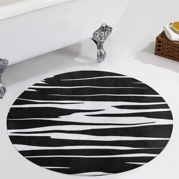 Animal Print Zebra Round Carpet Circle Rug Outdoor Patio Area Rug Washable Large Area Rugs Hallway Room Decor Fitness Mats