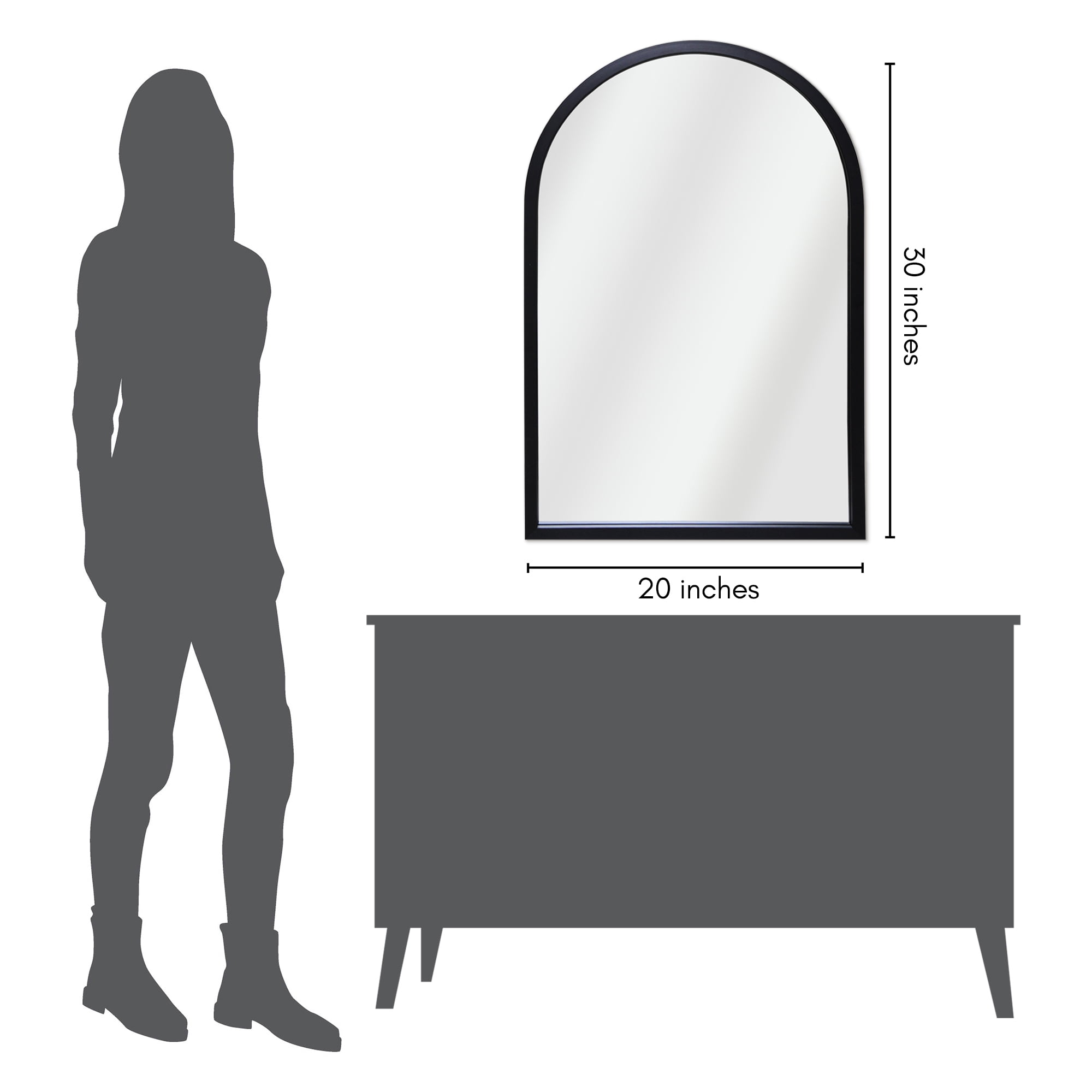 Americanflat - 20x30 Black Framed Curved Arched Mirror for Bedroom Living Room Bathroom