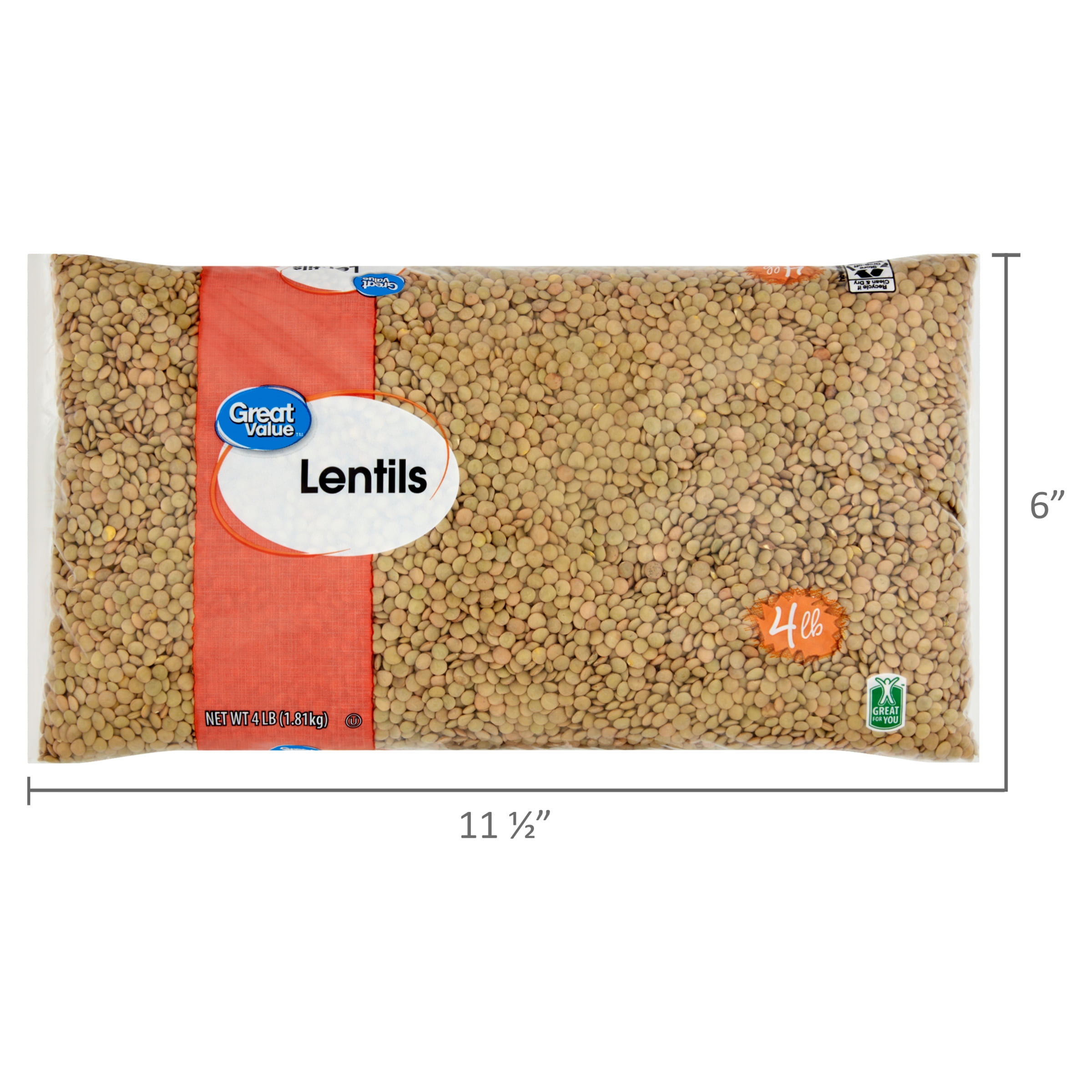 Great Value Lentils, 4 lb