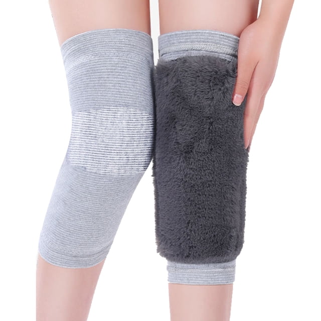 Mujeres Hombres Calentadores de rodilla de invierno Rodillera Manga Calentador de piernas Espesar Rodilleras Rodilleras Código XL gris