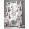 thumbnail image 3 of Marine Creature Sheer Curtains 96 Inch Long 2 Panels, Shell Coral Fish Watercolor Ocean Light Filtering Rod Pocket Curtains, Sheer Voile Drapes for Living Room Bedroom, 52"x96", 3 of 8