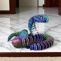 Gallickan Snake Model Toys, Realistic 3D Printed Snake Figurine, Articulated Snake Toys, Jointed Reptile Decorative Collectible for Desk Display and Shelf Decor, Blue