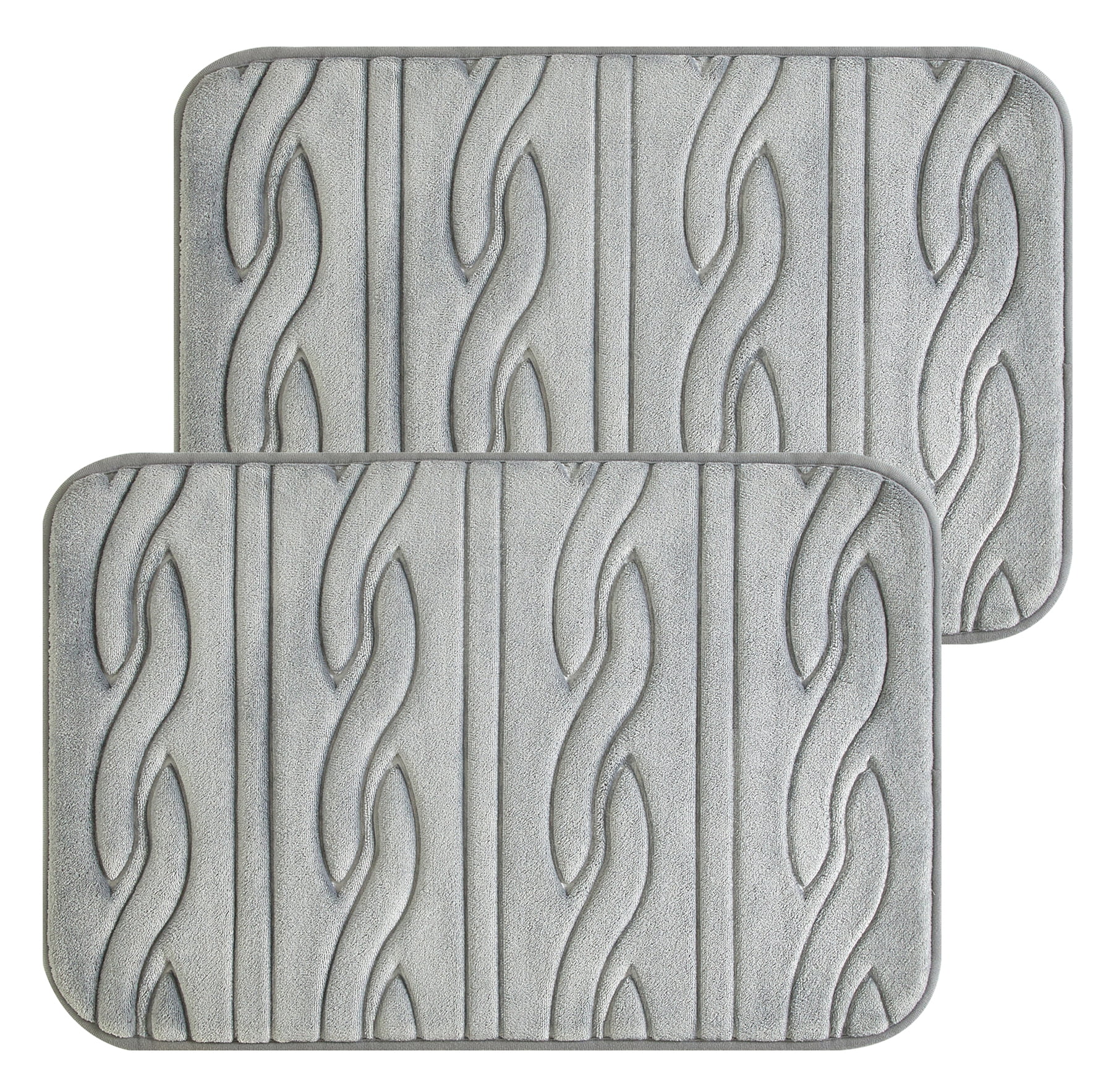 Dearfoams 2PC Faux Fur Embossed Cable Pattern Rug, Grey, 18 x 27 ...