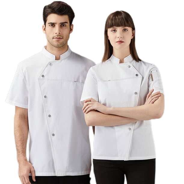 Uniforme de Chef Sonducket manga corta unisex transpirable para trabajo L Blanco