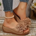 thumbnail image 5 of Bkhluea Womens Wedge Sandals Flower Summer Dressy Flat Open Toe Platform Shoes Casual Boho Slip on Beach Walking Sandals, 5 of 7