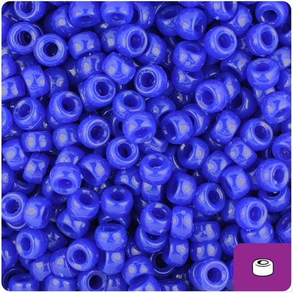 BeadTin Royal Blue Opaque 6.5mm Mini Barrel Pony Beads (1000pcs)