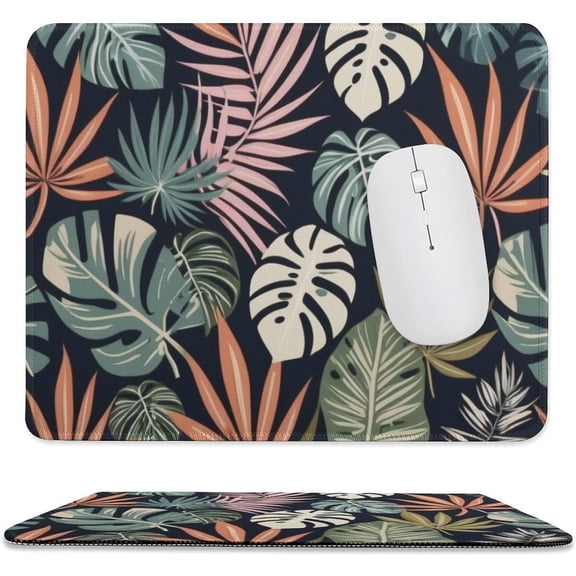 Square Mouse Pad,Non Slip Mouse Pads for Wireless Mouse and Laptop, Cute Mousepad for Women,Travel Mousepad with Designs - Boho Hippie Tropic Leaves, Portable Mouse Mat 9.8"x11.8"