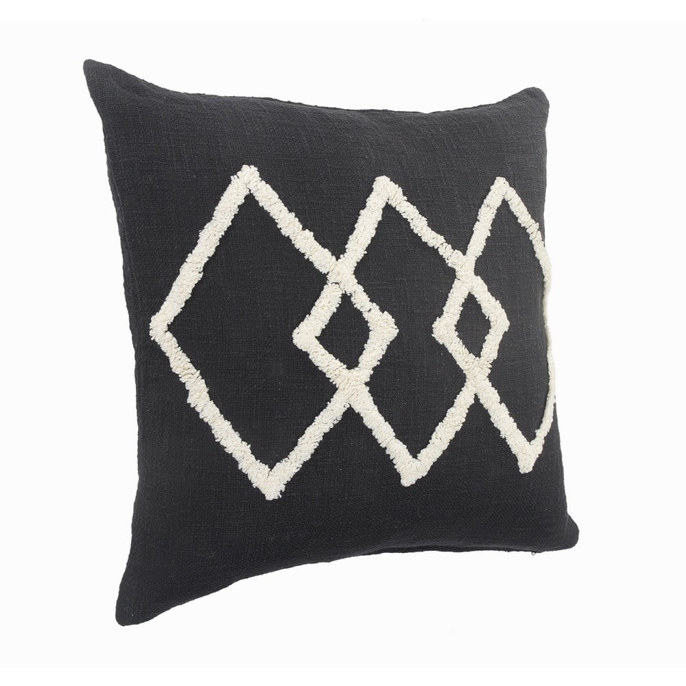 Ox Bay Overlap Diamond Geometric Tufted Cotton Throw Pillow, Black / White, 20 in.