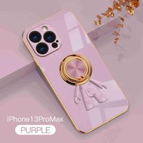 Nalacover for iPhone 13 Pro Max Slim Case,Cute Cartoon 6D Plating Astronaut Hidden Magnetic Ring Kickstand Soft TPU Shockproof Corner Protection Drop Proof Edge Bumper Cover for Women Men.Purple