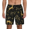 thumbnail image 3 of Uemuo Christmas Gold Deers1 Pattern Mens Swim Trunks Quick Dry Board Shorts with Mesh Lining, Stretch Beach Shorts Quick Dry No-Chafing Board Shorts-X-Large, 3 of 9