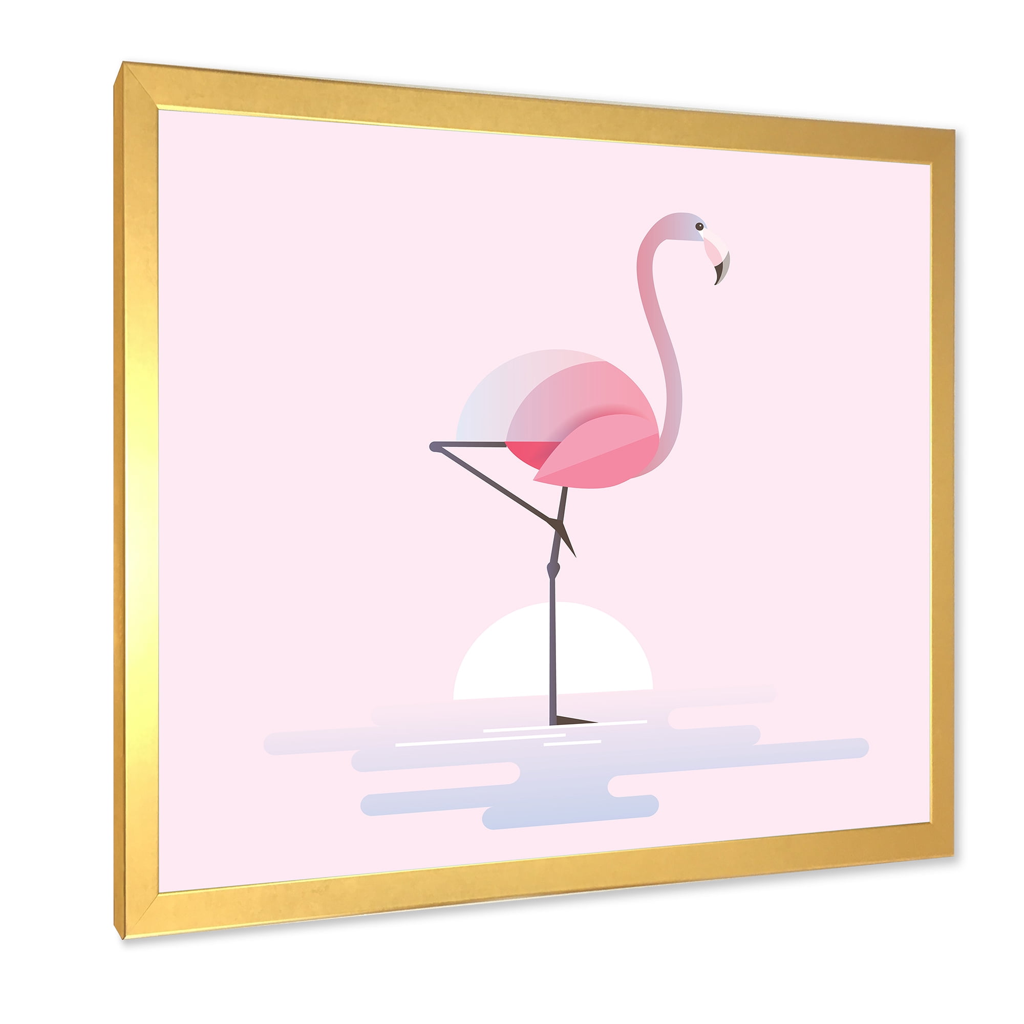 Designart 'Standing On One Toes Pink Flamingo' Farmhouse Framed Art Print