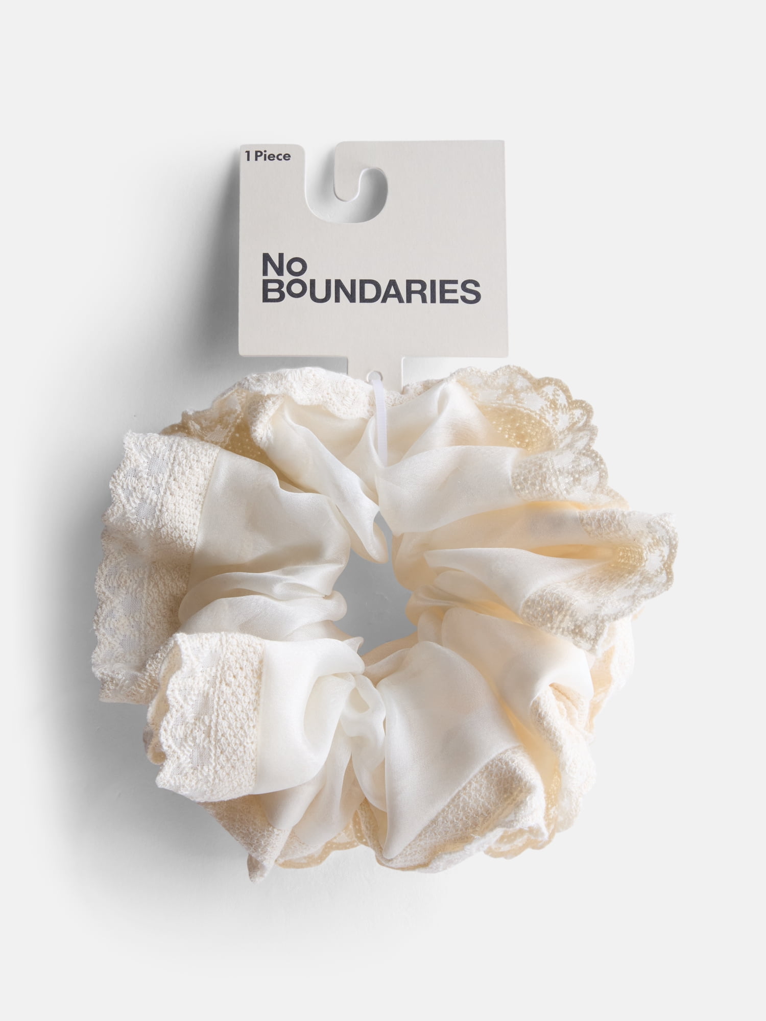 No Boundaries Women's Crochet Scrunchy Hair Tie, Ivory