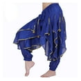 thumbnail image 2 of Belly Dance Costume Chiffon Harem Pants Halloween Lantern Pants With Gold Trim Women Dancing Performance Pants, 2 of 6