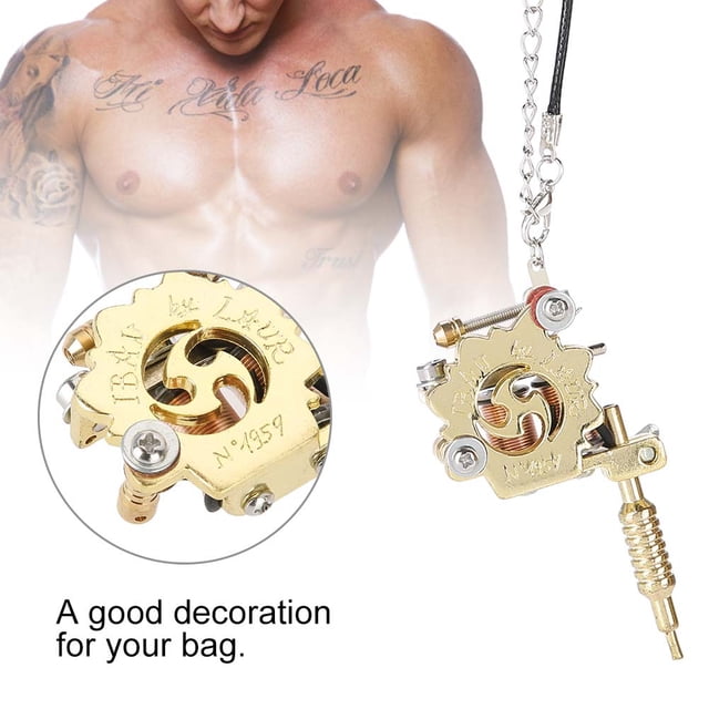 Colgante de Máquina de Tatuaje Mini Aleación, Máquina de Tatuaje con Bobinas Reales Collar Decoración Adorno de Bolso - Oro Unbranded JM13847