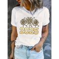 thumbnail image 1 of Camiseta informal de manga corta con estampado de letras 2025, de algodón con cuello redondo y elasticidad media para mujer, cómoda para verano, ideal para practicar deportes de ocio., 1 of 7
