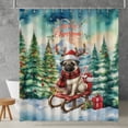 thumbnail image 2 of Merry Christmas Santa Reindeer Antlers Pug Sleigh Xmas Winter Holiday Shower Curtain Dog Lover Gifts Waterproof Bathroom Bathtub Curtain - 00023, 2 of 5