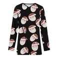 thumbnail image 5 of Christmas Outfits Women Drapped Cardigan Open Front Long Sleeve Coat with Santa Claus/Snowflake/Xmas Tree Prints (XL, Black), 5 of 7