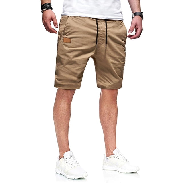 Shorts JMIERR S1 caqui de algodón con cordón, casuales para hombre talla L