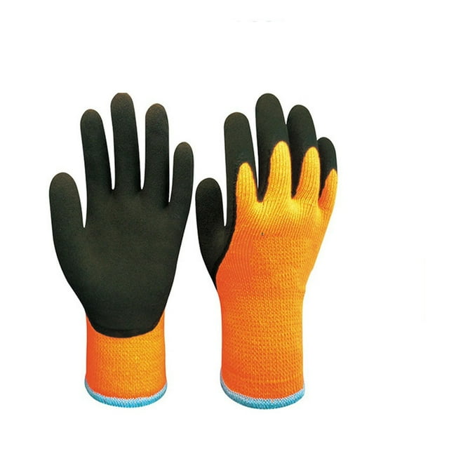 Gants de Travail de Jardin Épaissis Gants de Travail Anti-Froid Protection à Double Couche Revêtue de Latex Gants de Jardinage, Confort Respirant
