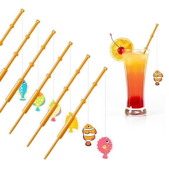 Fishing Cupcake Topper, Mini Fish Pole Decoration of 12pcs Little Fisherman Fishing Pole Picks Mini Cupcake Picks for Birthday Party Tropical Party Appetizer Cake Decoration