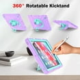 thumbnail image 4 of Hard Back Cover Case for Apple 9.7-inch iPad 6th/5th Generation (2018/2017) - Portable Tablet Case with Rotating View Kickstand & Shoulder/Hand Strap, Shockproof Sturdy Rugged Cover, Purple Green, 4 of 11