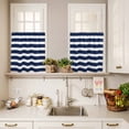 thumbnail image 3 of 3 Piece Kitchen Curtains and Valances Set Navy Blue Stripe Cafe Curtains 36 Inch Length Modern Simple Geometric White Striped Valance & Tier Curtain for Living Room Bedroom Window 54"x18"+27"x36"*2, 3 of 6