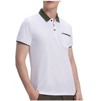 yillto Mens Big and Tall Golf Top Buttons Neck Collared Short Sleeve Casual Athletic Shirts with Pockets