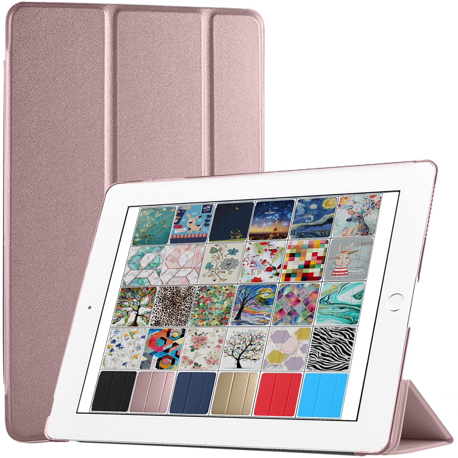 DuraSafe Cases For iPad PRO 12.9 Inch 2nd Generation 2017 Slimline Series Lightweight Protective Cover with Dual Angle Stand & Froasted PC Back Shell - Rose Gold