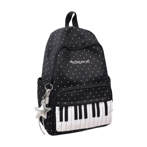 Piano Print Backpack - 1Pc Cute School Bag for Teen Girls High School Students Travel Daypack,A