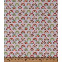 Cotton Rainbows on White Bright Days Cotton Fabric Print by the Yard (AAK-20601-195BRIGHT)