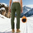 thumbnail image 4 of Women Snow Pants Fleece Lined Thermal Winter Hiking Trousers Waterproof Softshell Elastic Waist Outdoor Cold Weather New Pants for Women Dressy Casual Army Green M, 4 of 8