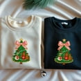 thumbnail image 2 of Embroidered Christmas Tree Chicken Sweatshirt - Holiday Farm Shirt, 2 of 5