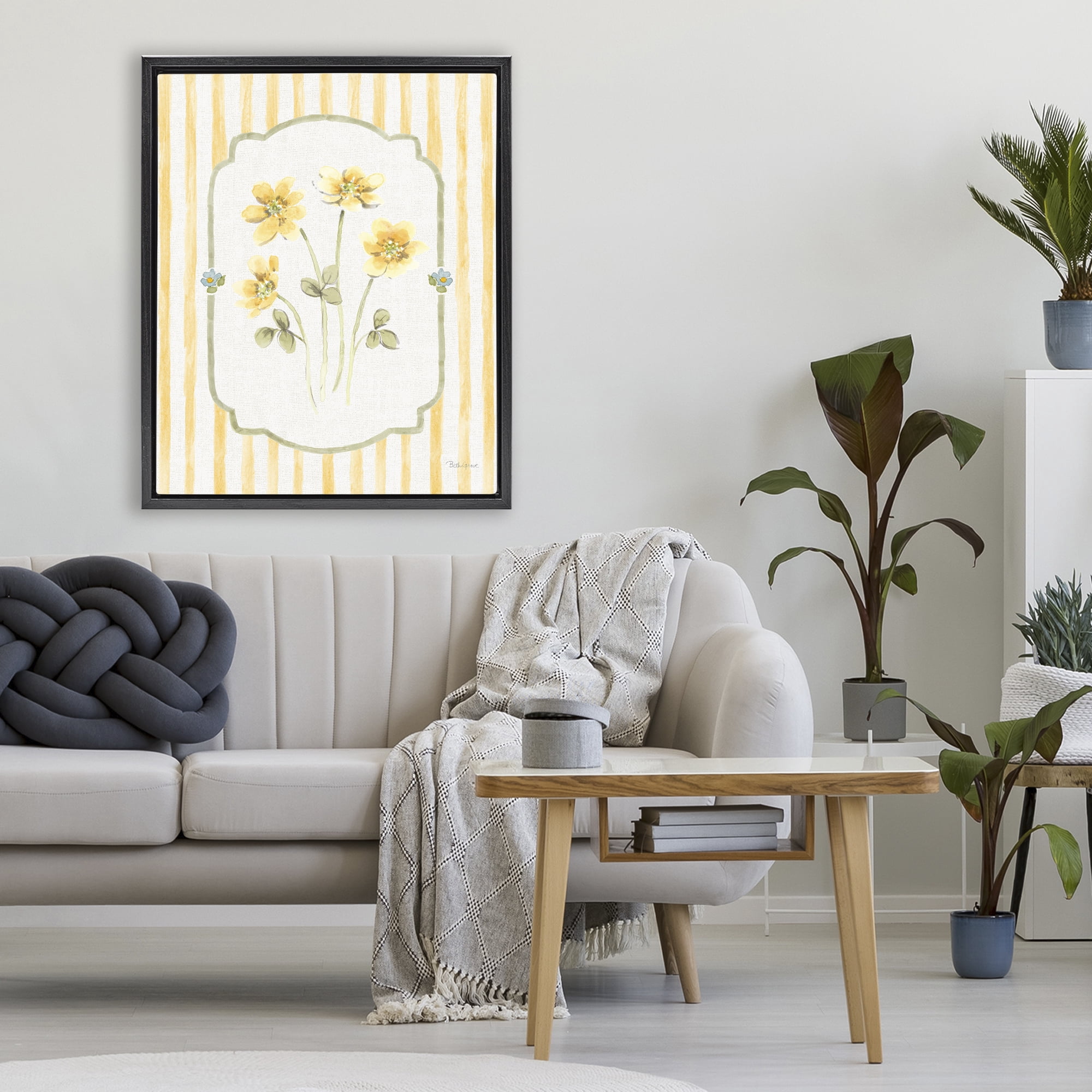 Stupell Industries Sweet Honey Flowers Black Framed Floater Canvas Wall Art, design by Beth Grove