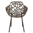 thumbnail image 3 of LeisureMod Devon Mid-Century Modern 5-Piece Aluminum Outdoor Patio Dining Set with Tempered Glass Top Table and 4 Stackable Flower Design Arm Chairs for Patio, Poolside, Balcony, and Backyard Garden, 3 of 15
