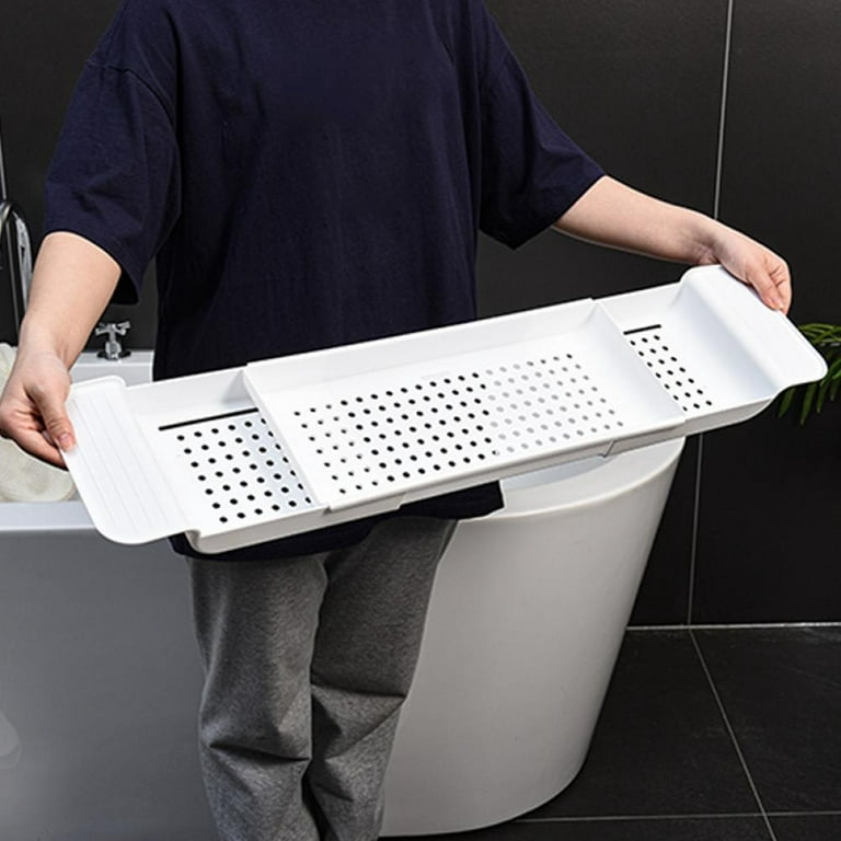 Retractable Bathtub Storage Rack Bath Tray Shelf Plastic Scalable Drai –  pocoro