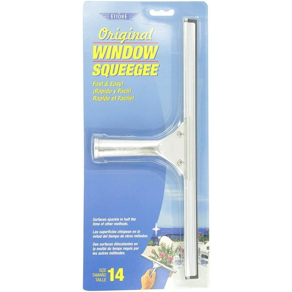 Ettore Original Window Squeegee - Aluminum Handle, Rubber Blade - 14 Inch