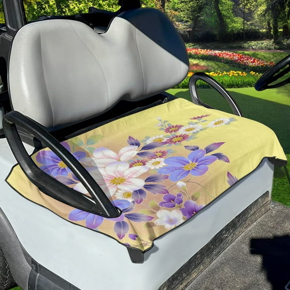 Xoenoiee Vintage Floral Print Golf Cart Seat Covers for Summer, Soft Microfiber Golf Cart Seat Blanket, Golf Cart Seat Towel for Club Car 2-Person Seats