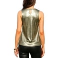 thumbnail image 3 of INSPIRE CHIC Women's Halloween Holographic Shiny Shirt Party Disco Metallic Tank Top for Women XL Golden, 3 of 6