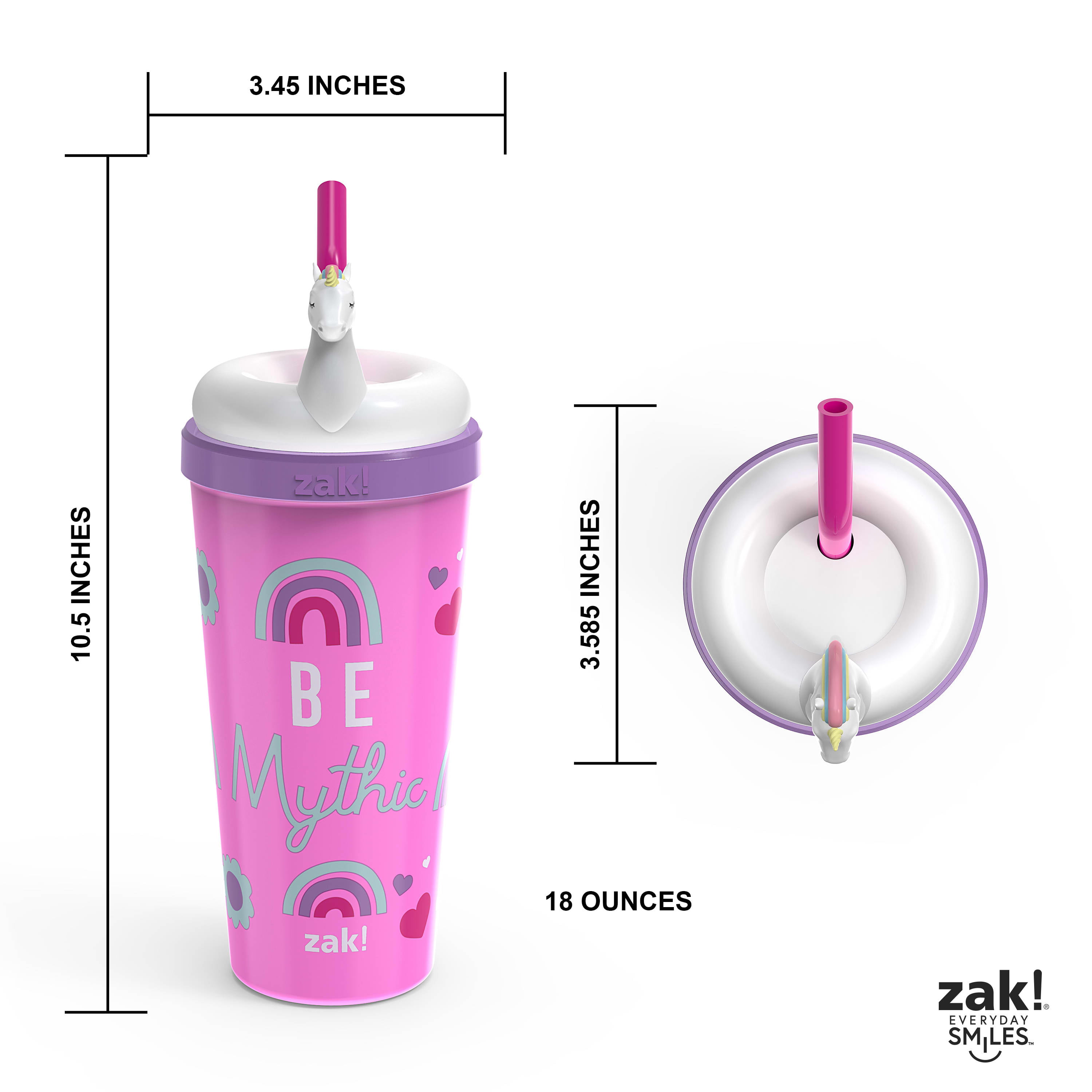 Zak Designs 18oz Plastic Figural Straw Tumbler - Sunglass