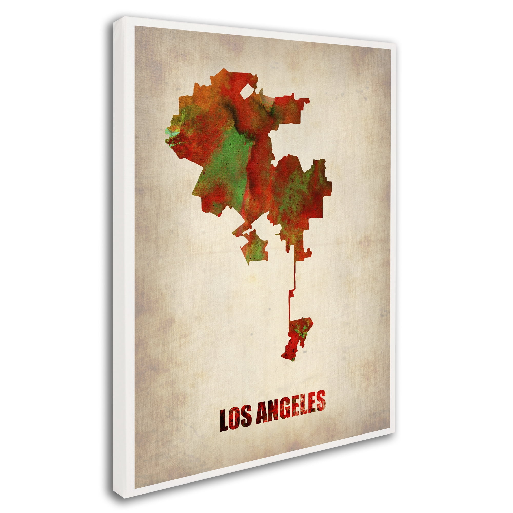 Trademark Fine Art "Los Angeles Watercolor Map" Canvas Art by Naxart