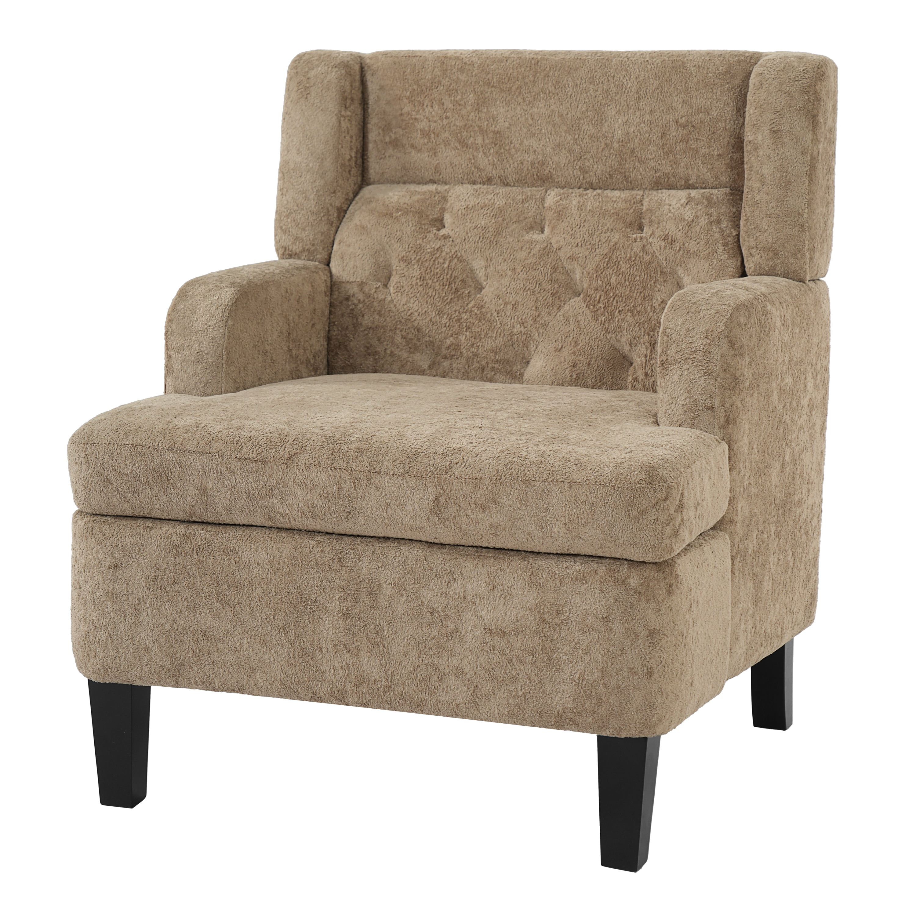 Euroco Modern Accent Chair,Upholstered Armchair with Solid Wood Frame,Comfy Reading Chair,Living Room Chair for Bedroom, Guest Room,Brown