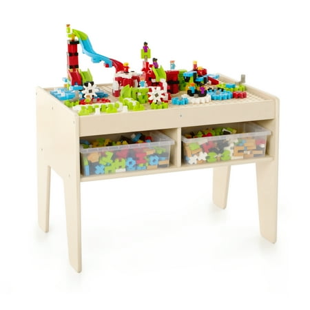 Guidecraft Guidecraft IO Blocks Center: 458 Building Pieces, 400 IO Blocks and 4 Storage Bins with Activity Table for Kids - STEM Educational and Learning Toy for Toddlers