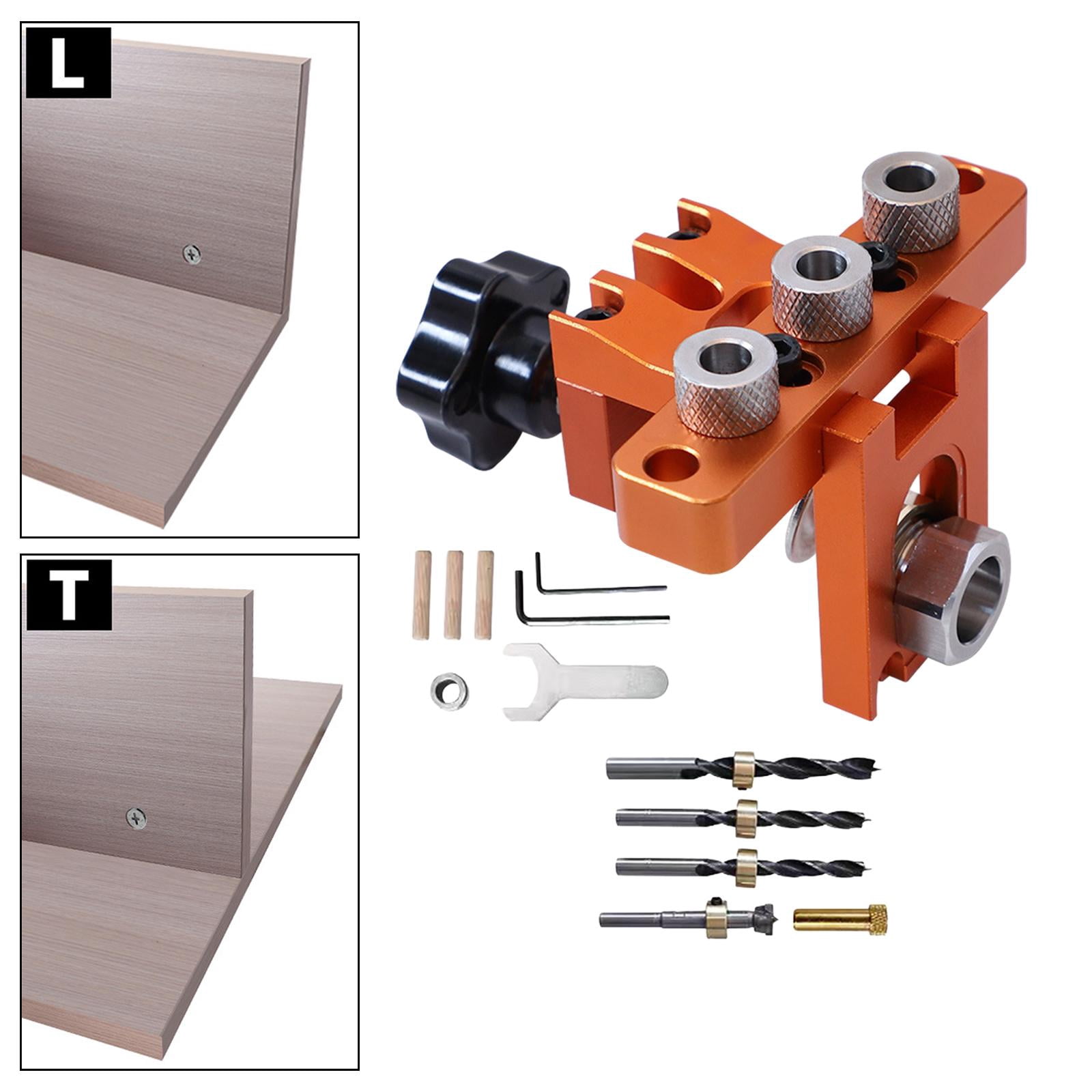 Nishiyuenyi Doweling Jig Kits Dowel Drill Joinery 3 in 1 Pocket Hole Bit Aluminum Alloy Wood
